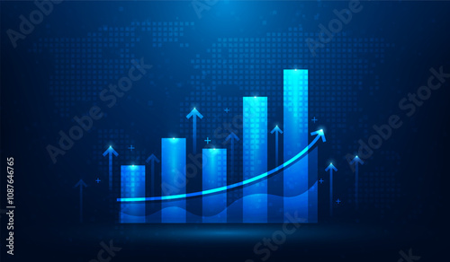 business strategy graph stock market growth finance increase. vector illustration fantastic technology. arrow up forward investment.