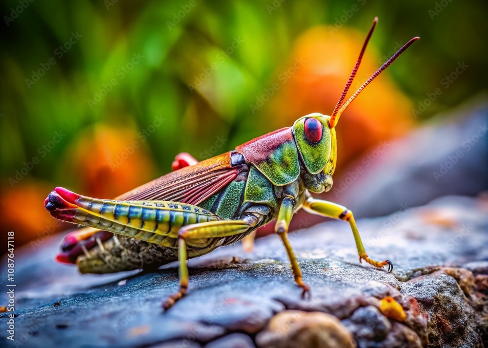 Macro Grasshopper on Stone - Camouflage Detail Macro Grasshopper on Stone - Camouflage Detail