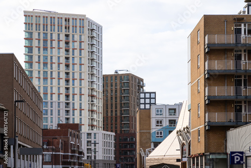 Modern high-rise apartments in the center of the Dutch city of Nieuwegein.