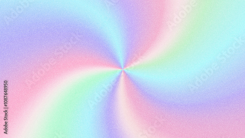 Grainy rainbow radial swirl background. Vector noisy mesh texture.