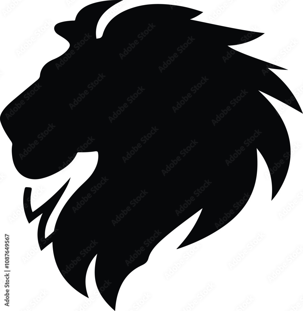 Obraz premium Silhouette Lion Head Black Vector 