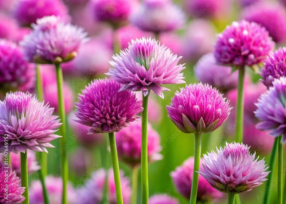 Pink Chives, Allium schoenoprasum, Edible Plant, Nature, Growing, Copy Space Pink Chives, Allium schoenoprasum, Edible Plant, Nature, Growing, Copy Space