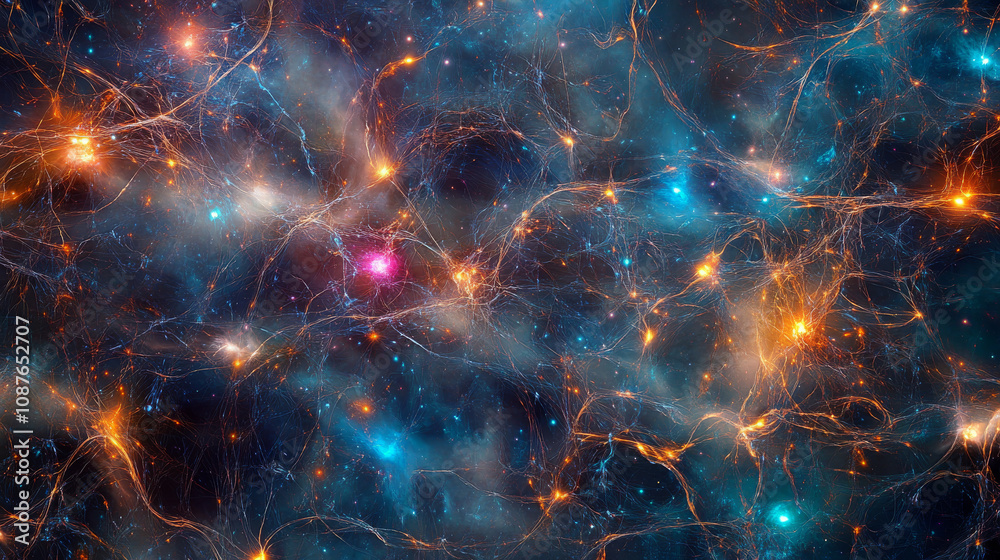 Obraz premium Cosmic Web: Galaxies, Stars, Nebulae, Abstract, Background