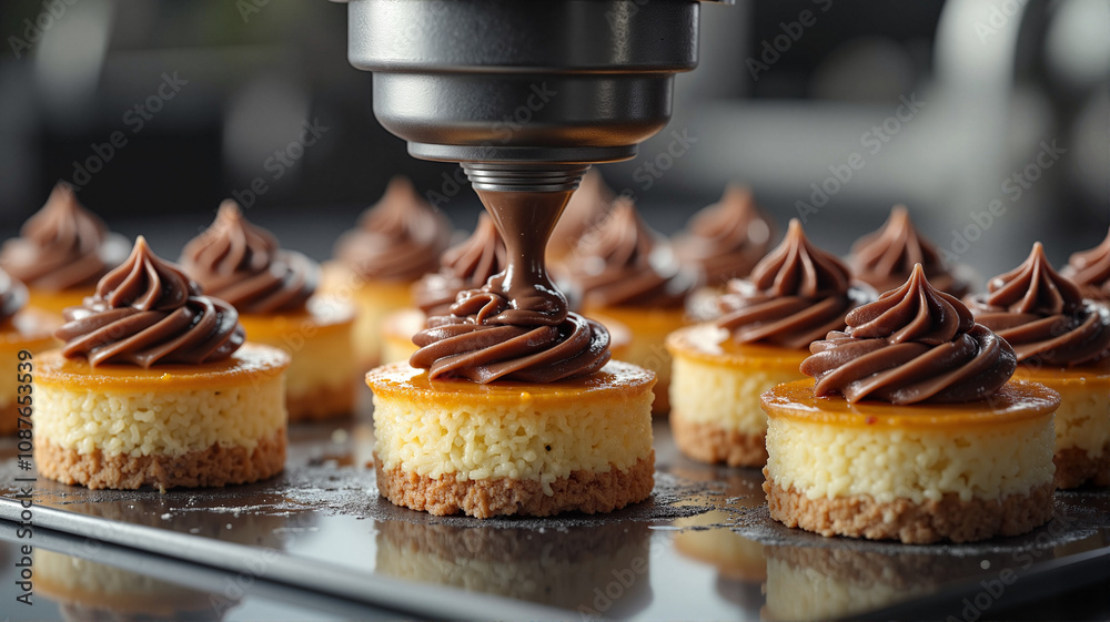 Mini cheesecakes with chocolate ganache piping - perfect for dessert blogs, bakery websites, culinary education, and food photography portfolios Mini cheesecakes with chocolate ganache piping - perfect for dessert blogs, bakery websites, culinary education, and food photography portfolios