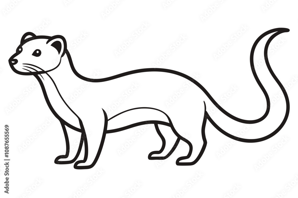 Minimalist Line Silhouette Drawing of a Weasel Simple and Elegant Artwork Minimalist Line Silhouette Drawing of a Weasel Simple and Elegant Artwork