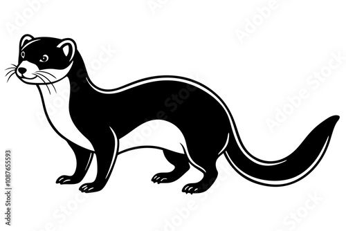 Minimalist Line Silhouette Drawing of a Weasel Simple and Elegant Artwork