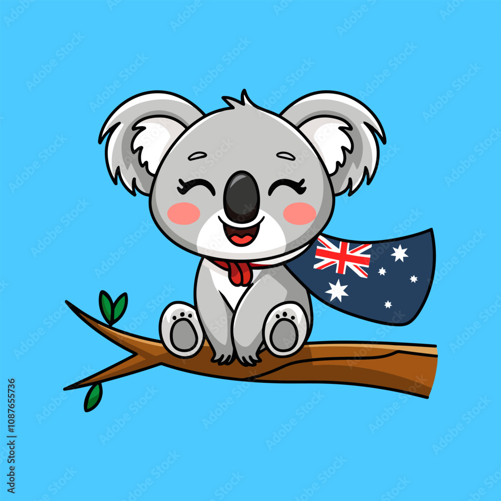 Cute koala celebrating australia day. Cute koala celebrating australia day.