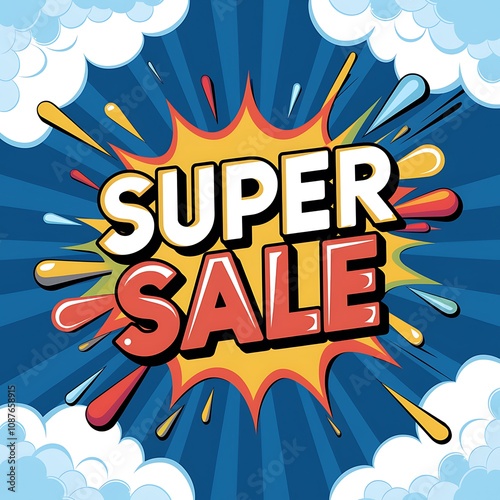 Super Sale Announcement Comic Book Style Design