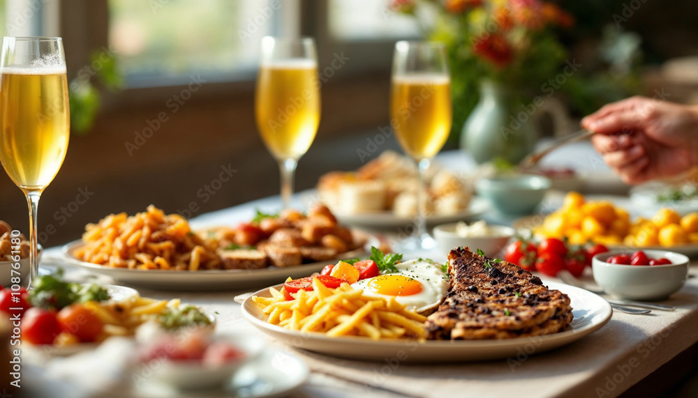Lavish New Year’s brunch with florals, candles, and ornaments in a wintery setting.
Lavish New Year’s brunch with florals, candles, and ornaments in a wintery setting.