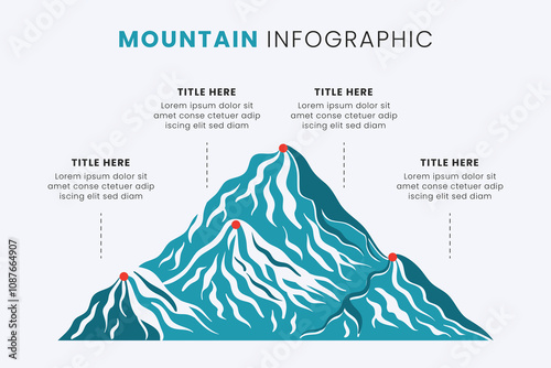 Route to Success Mountain Infographic Design is a successful startup business. Presentation slide template, Vector illustration