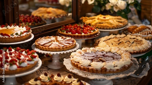 Lovingly arranged cakes and pies buffet