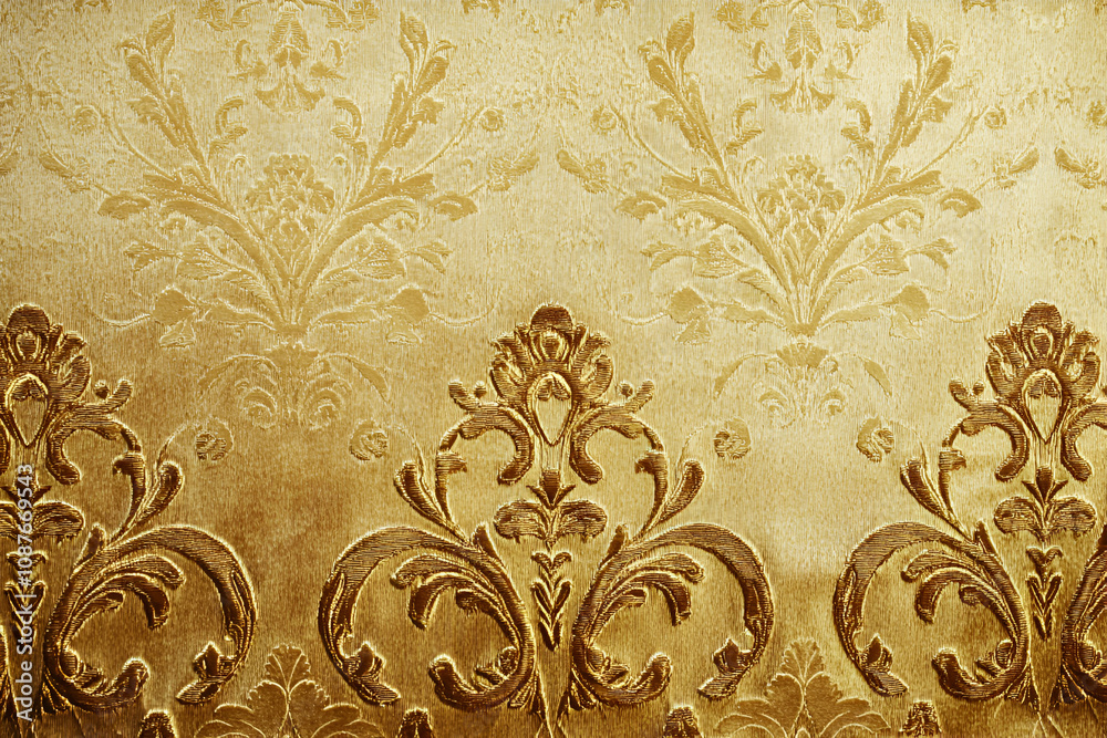 A high-definition image of golden velvet fabric with intricate soft textures and a rich, lustrous sheen, conveying elegance and sophistication, ideal for luxury design backgrounds