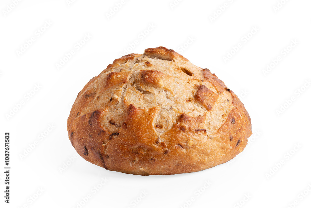 Close up bread with cereals , isolated on white background Close up bread with cereals , isolated on white background