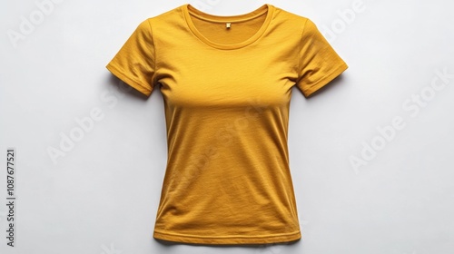 Mustard Cap Sleeve T-shirt Mockup 3 Views. Generative AI photo