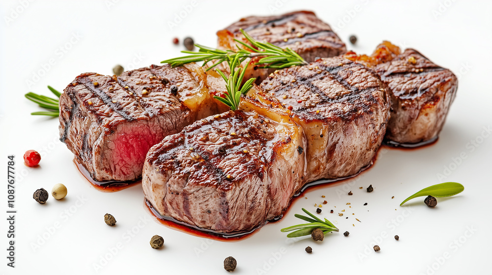Grilling tenderloin beef over open flames at a summer barbecue gathering. Grilling tenderloin beef over open flames at a summer barbecue gathering.