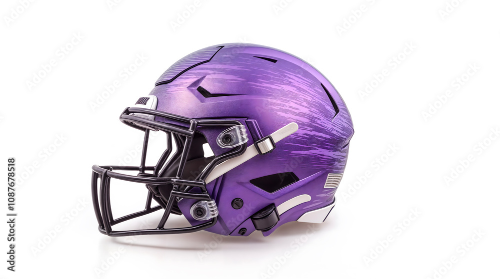 Fototapeta premium Purple football Helmet, NFL, protection, head, sport, white background