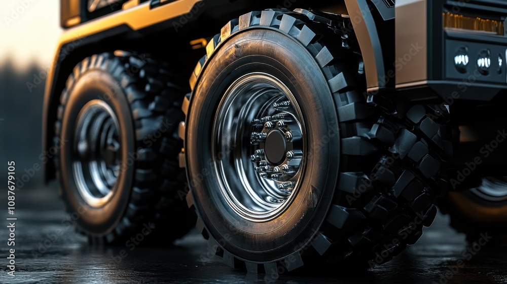 Realistic truck frame showing intricate axle and wheel structure, with a focus on industrial durability Realistic truck frame showing intricate axle and wheel structure, with a focus on industrial durability