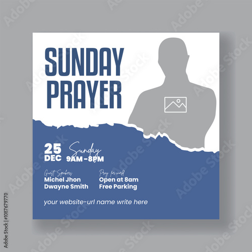 Christian Church worship invitation social media post template. Christian  prayer event ad, Christ Religious social media flyer or poster Church service event advertising design