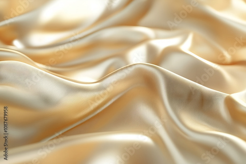 The golden chiffon or silk fabric is shiny and reflects light, making it suitable for use as curtains and as a background image.