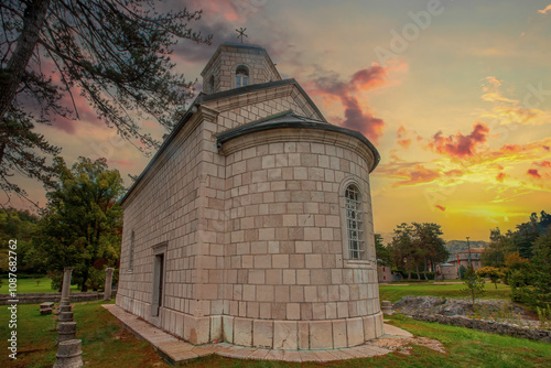 Obraz na płótnie The Court (Castle) Church in Cetinje, Montenegro w salonie