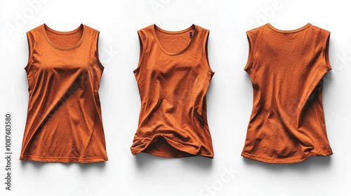 Rust Tank Top T-shirt Mockup. Generative AI photo