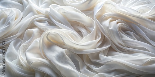 Swirling White Silk Fabric ...