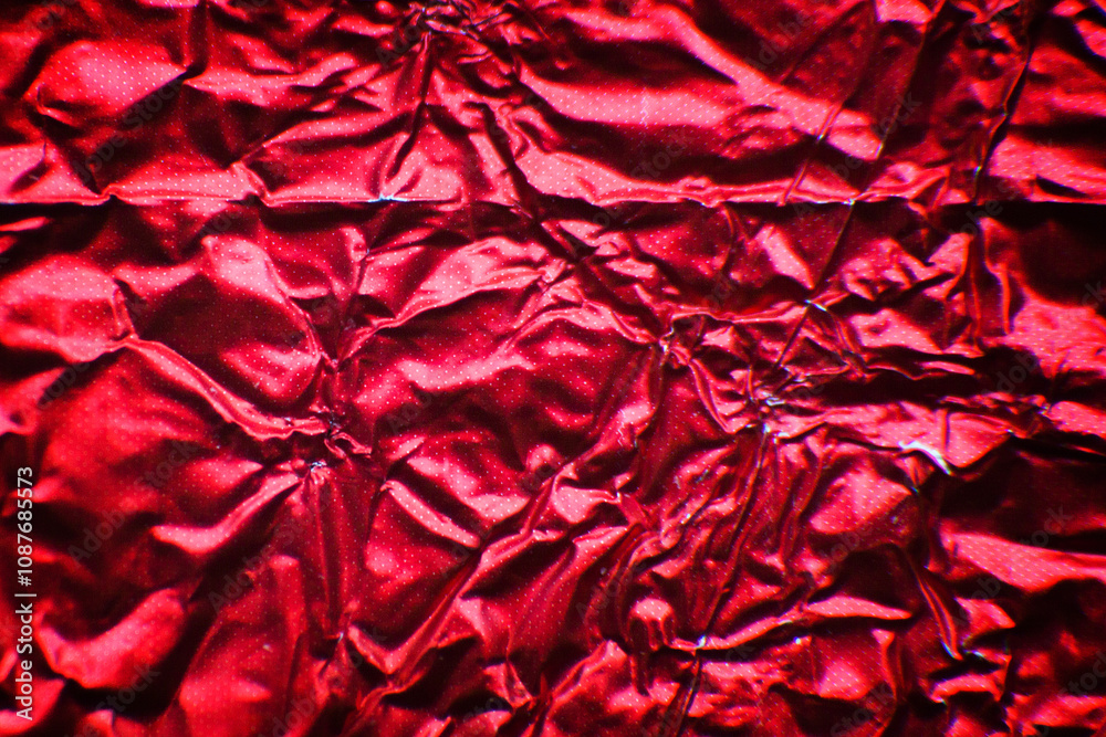 crumpled aluminum foil in red color with crack crumpled aluminum foil in red color with crack