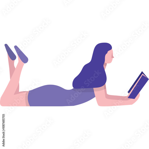 Woman reading book icon vector young girl