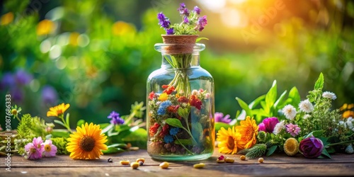 Glass Bottle Wildflower Arr...