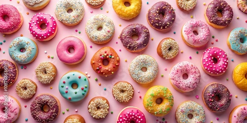 Flatlay of Colorful Donuts ...