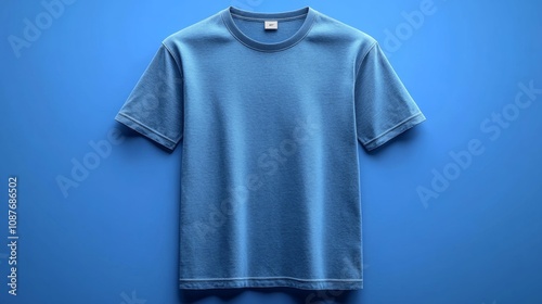 Blue T-Shirt Mockup Front Side and Back View. Generative AI photo