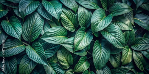 Dark Green Lush Leaf Textur...