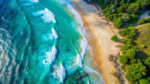Aerial View Turquoise Waves...