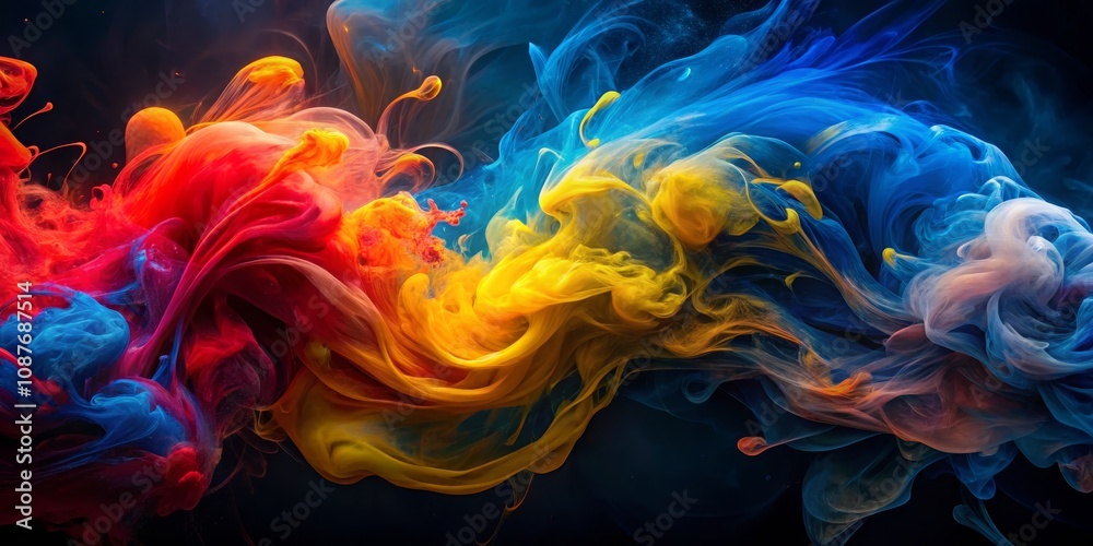 Abstract Colorful Ink Swirl Blue, Red, Yellow Composition, Fluid Art, Dynamic Movement Fluid art, abstract photography Abstract Colorful Ink Swirl Blue, Red, Yellow Composition, Fluid Art, Dynamic Movement Fluid art, abstract photography