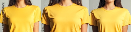 Vibrant yellow women's crop t-shirt mockup for modern fashion template