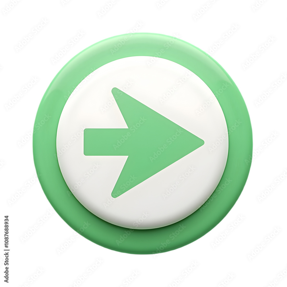 Glossy 3D green arrow button icon for web design, business, and computer applications transparent background Glossy 3D green arrow button icon for web design, business, and computer applications transparent background