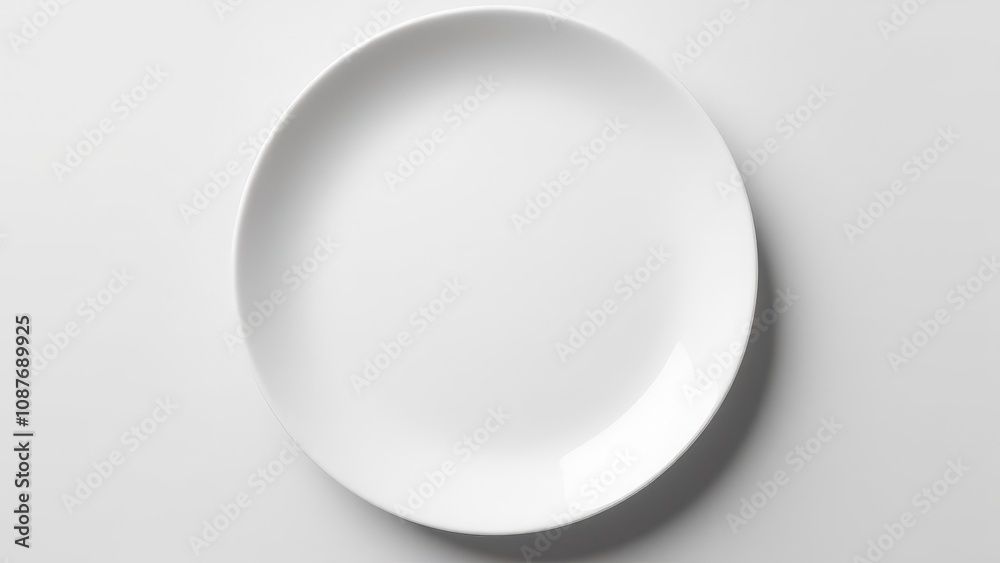 A refined empty plate mockup showcasing a round glossy white plate, perfect for branding or food concepts.