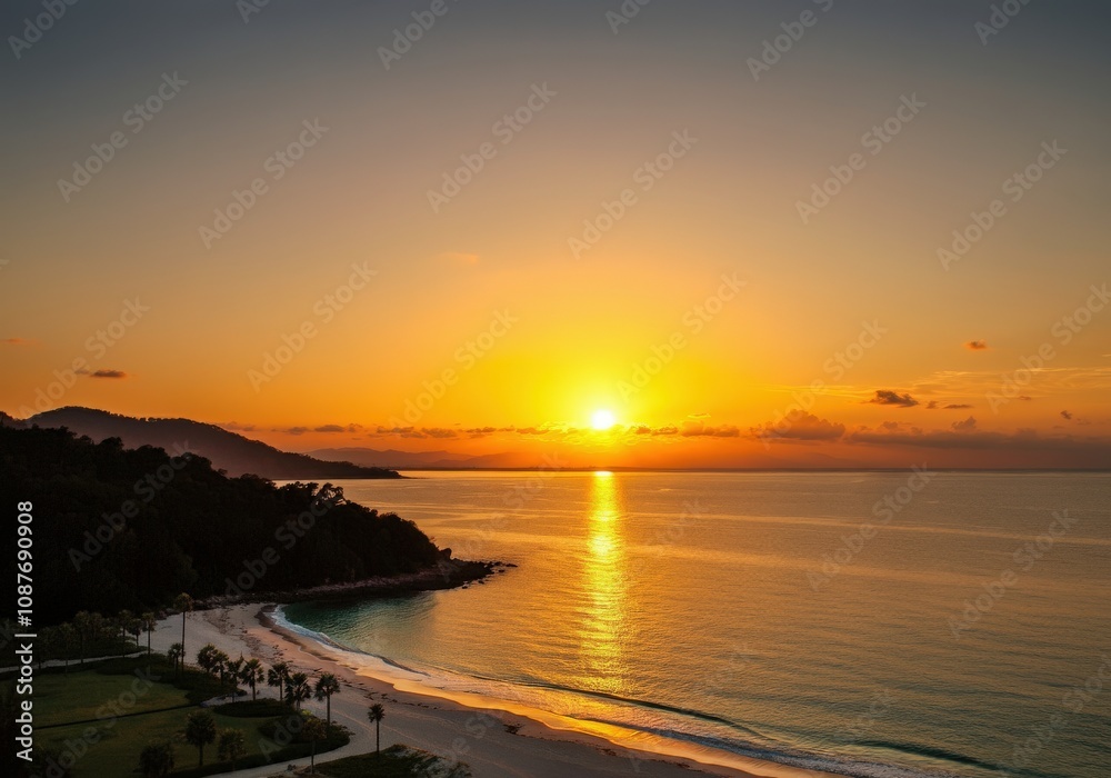 Sunsets of Serene beach sun tropical ocean