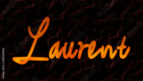 3D fire text effect of name Laurent on dark background.