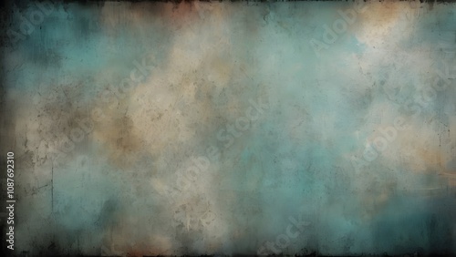 Grunge Background with Vintage Textures, Faded Teal Hues, Distressed Patterns, and Rustic Aesthetic Design