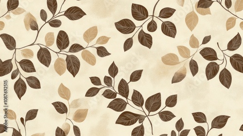 Elegant Brown and Beige Leaf Pattern Design