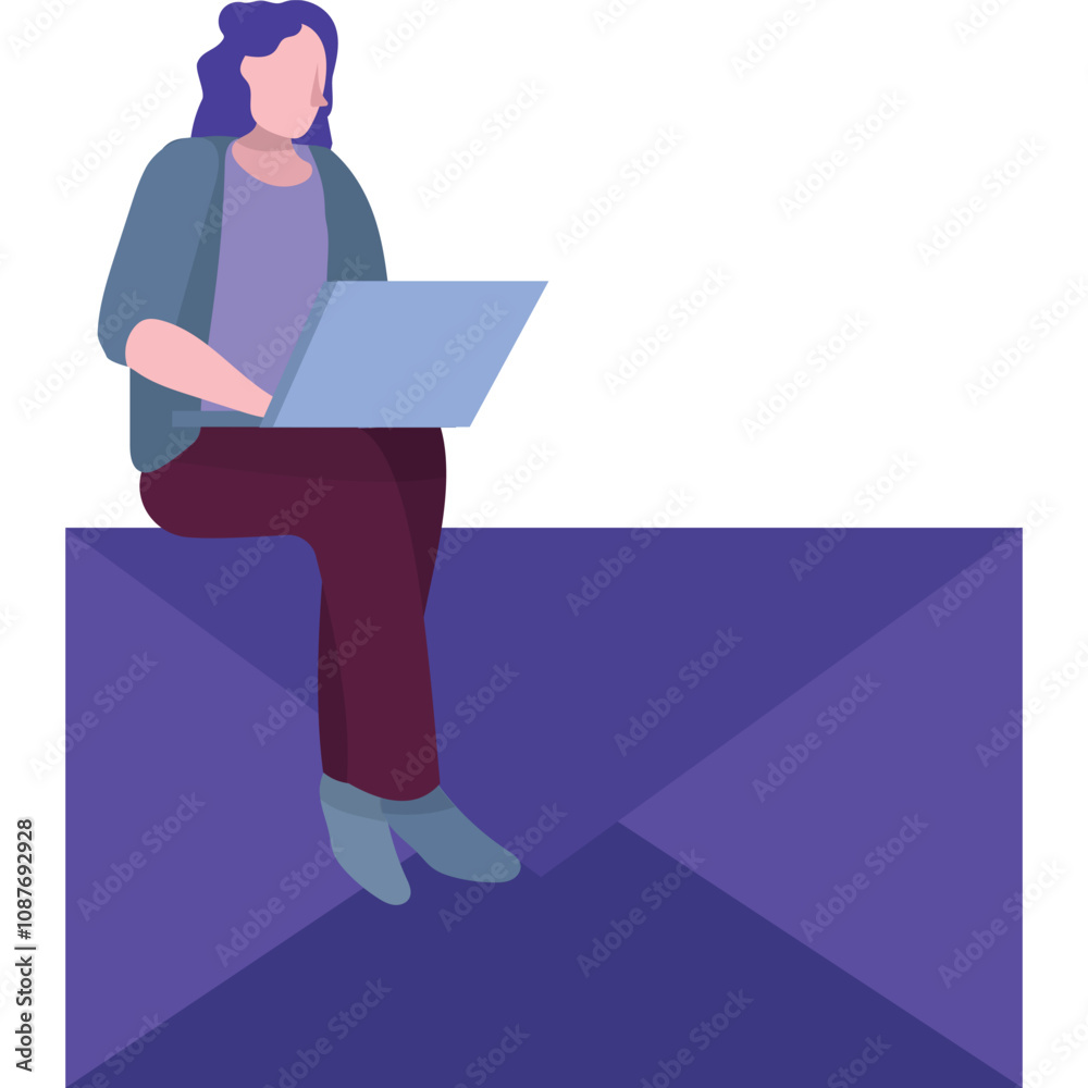 Business woman checks email vector icon isolated Business woman checks email vector icon isolated