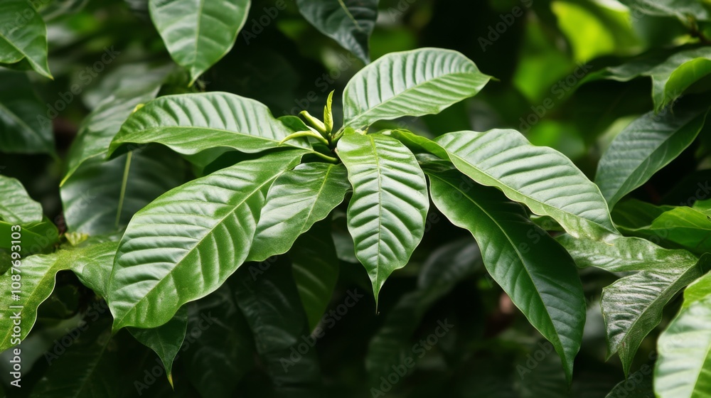 Close-up of Lush Green Leaves with Intricate Veins Close-up of Lush Green Leaves with Intricate Veins