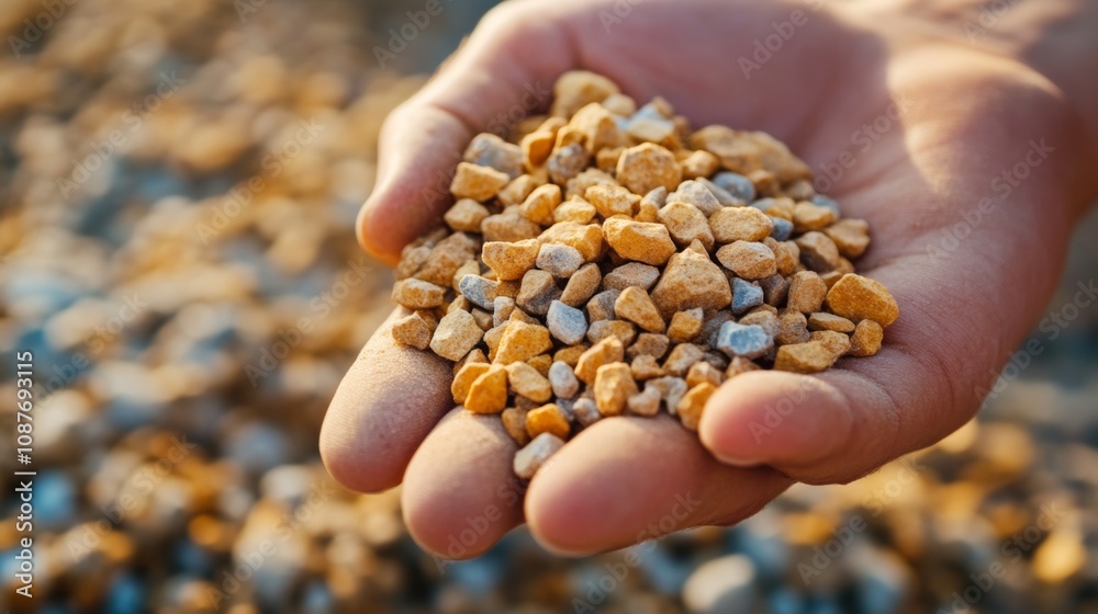 Close-up of Hand Holding Gravel Stones Close-up of Hand Holding Gravel Stones