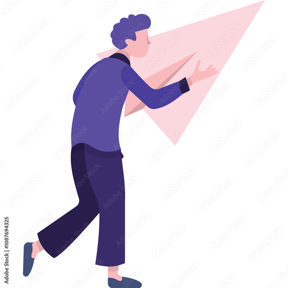 Man throwing paper plane vector mailing icon Man throwing paper plane vector mailing icon