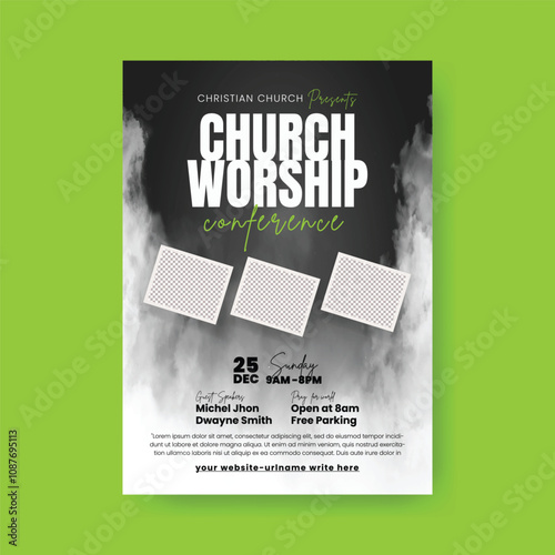 Church worship conference editable print flyer or poster template, Christian event flyer and charity flyer, conference and event poster template design