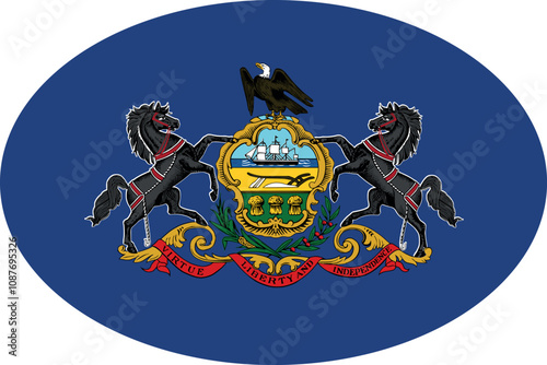 Tableau sur toile Oval shaped printable vector flag of the United States of America federal state