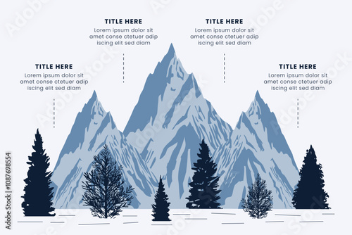 Route to Success Mountain Infographic Design is a successful startup business. Presentation slide template, Vector illustration