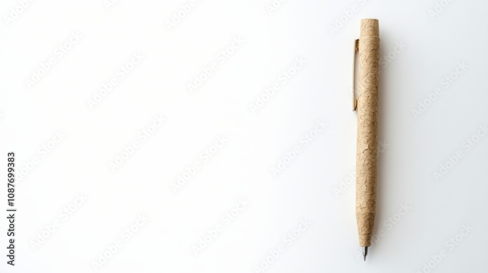 Obraz premium Brown Pen on White Background: A Minimalist Still Life