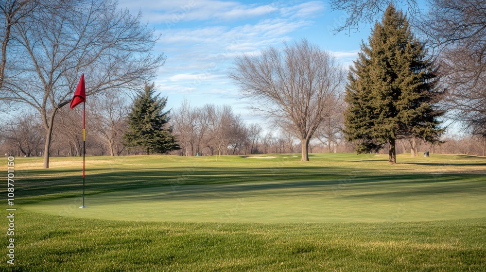 Scenic Golf Course Putting Green Winter Landscape Trees Sky Scenic Golf Course Putting Green Winter Landscape Trees Sky